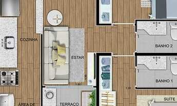Imagem 4: Apartamento para venda possui 53 metros quadrados com 2 quartos