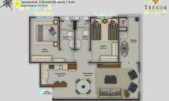 Imagem 3: Apartamento para Venda em Palhoça, Jardim Eldorado, 2 dormitórios, 1 suíte, 2 banheiros, 1