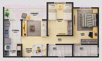 Imagem 7: Apartamento para venda possui 57 metros quadrados com 2 quartos em Turu - São Luís - MA