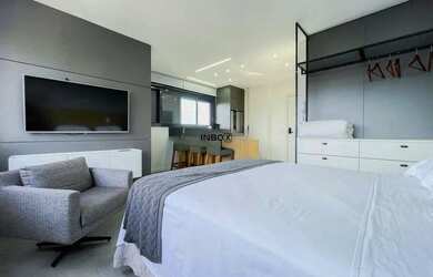 Imagem 4: Loft com 29 m² privativos, totalmente mobiliado, dormitório integrado ao living, 1 vaga