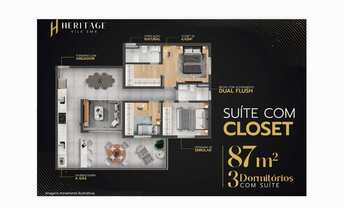 Imagem 4: Apartamento na planta para venda possui 87 m² com 3 quartos - ALTA VALORIZAÇÃO PARA INVEST