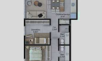 Imagem 2: Apartamento à venda, 2 dormitórios sendo 1 suíte - Pedra Branca, Palhoça/SC