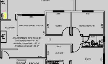 Imagem 3: Apartamento para venda tem 87 metros quadrados com 3 quartos em Vila Ema - São José dos Ca