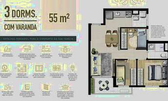 Imagem 2: APARTAMENTO 55M², 3 DORMITÓRIOS, VARANDA COM 1 VAGA A VENDA - LAPA - ZONA OESTE - SÃO PAUL