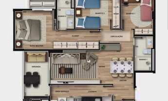 Imagem 3: Apartamento para venda tem 85 metros quadrados com 3 quartos em Cabral - Curitiba - PR