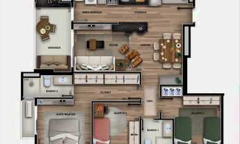 Imagem 4: Apartamento para venda tem 85 metros quadrados com 3 quartos em Cabral - Curitiba - PR