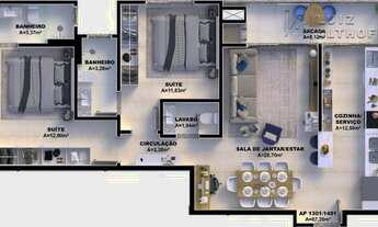 Imagem 2: Apartamento à venda, 2 suítes + lavabo, com vista livre - Pedra Branca, Palhoça