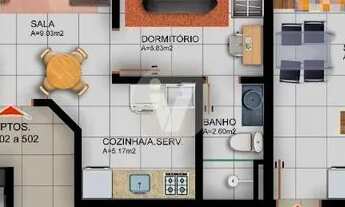 Imagem 2: Apartamento 1 dormitório e sacada em Camobi