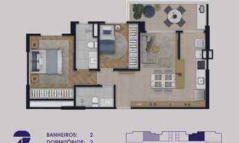 Imagem 3: Apartamento Jd Aquarius 2 dormitórios com suíte e Varanda - Agende pra conhecer o decorado