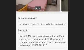 Imagem: República masculina para jovens estudantes