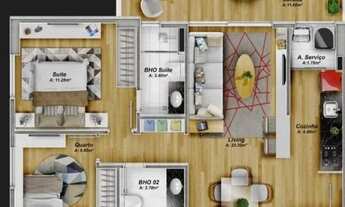 Imagem 2: Apartamento todo moderno de 77m2, com 2/4 sendo 1 suíte, 2vgs - AP0388SC