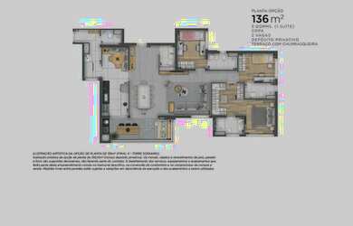 Imagem 2: Apartamento com 4 dormitórios à venda, 136 m² por R$ 1.333.000,00 - Lorian Boulevard - Osa