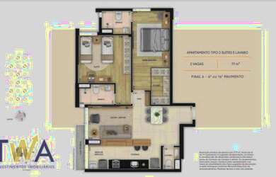 Imagem 3: Apartamento com 2 dormitórios à venda, 77 m² por R$ 1.120.352,60 - Funcionários - Belo Hor