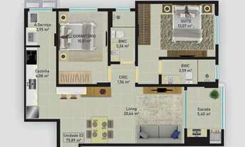 Imagem 5: Apartamento 2 Dormitórios para venda em São José - SC