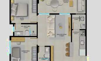 Imagem 3: 2 quartos com suíte e Varanda perto da Faculdade Unime