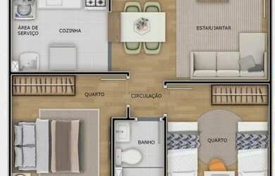 Imagem 5: Apto 48 m 2 dormitórios 1 vaga R$1.600 novo nunca habitado