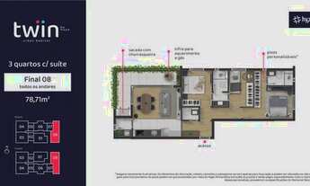 Imagem 4: Apartamento com 3 dormitórios à venda, 78 m² por R$ 811.900,00 - Portão - Curitiba/PR