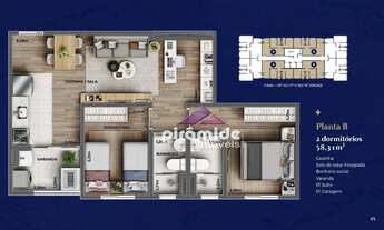 Imagem 2: Apartamento com 2 dormitórios à venda, 58 m² por R$ 349.459,00 - Jardim Ismênia - São José