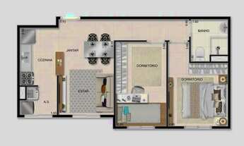 Imagem 4: Apartamento com 2 dormitórios para alugar, 44 m² - Cooperativa - São Bernardo do Campo/SP