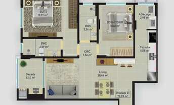 Imagem 2: Apartamento 2 Dormitórios para venda em São José - SC