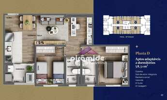 Imagem 3: Apartamento com 2 dormitórios à venda, 58 m² por R$ 349.459,00 - Jardim Ismênia - São José