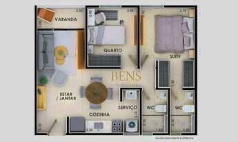 Imagem 2: Apartamento com 2 dormitórios à venda, 52 m² por R$ 233.000,00 - Alto Branco - Campina Gra