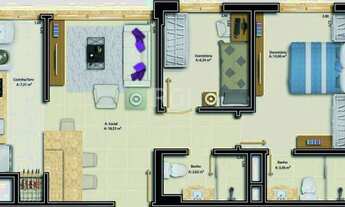 Imagem 4: Apartamento para Venda - 57.51m², 2 dormitórios, sendo 1 suites, 1 vaga - Santo Antonio
