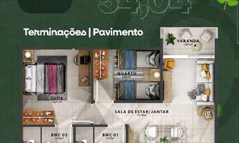 Imagem 4: Lançamento 54m² com Suíte e Varanda- Jardim das Figueiras