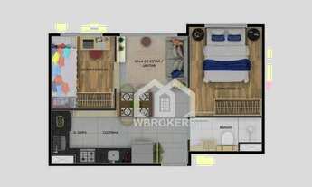 Imagem 4: Apartamento com 2 dormitórios à venda, 32 m² por R$ 242.564 - Parque João Ramalho - Santo