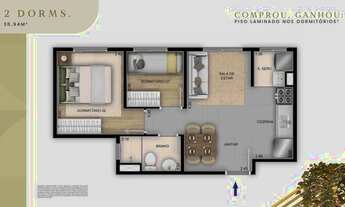 Imagem 6: Apartamento para venda possui 42 metros quadrados com 2 quartos terraço e vaga de garagem