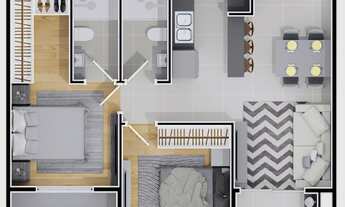 Imagem 6: Fachada com acabamento em pele de vidro, detalhes em pastilha, área de lazer mobiliada e e