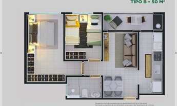 Imagem 3: Apartamento para venda possui 49 metros quadrados com 2 quartos em Vila Barcelona - Soroca