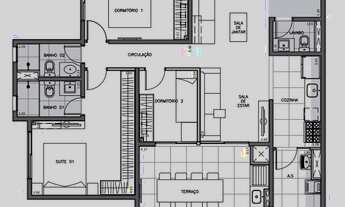 Imagem 2: Apartamento 100M², com 3 dormitorios, 3 banheiros sendo 1 suite e 2 vagas de garagem