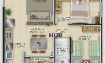 Imagem 4: Apartamento com 2 dormitórios à venda, 51 m² por R$ 229.000 - Vargem Grande - Pinhais/PR