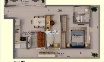 Imagem 6: Apartamento com 2 quartos disponível para venda no bairro Umuarama em Uberlândia - MG