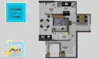 Imagem 2: Apartamento com 1 dormitório à venda, 48 m² por R$ 354.652,00 - Boqueirão - Praia Grande/S