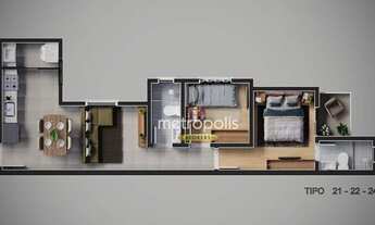 Imagem 6: Apartamento com 2 dormitórios à venda, 46 m² por R$ 370.000,00 - Campestre - Santo André/S