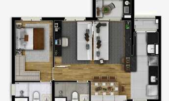 Imagem 3: Apartamento para venda tem 58 metros quadrados com 2 quartos em Urbanova - São José dos Ca