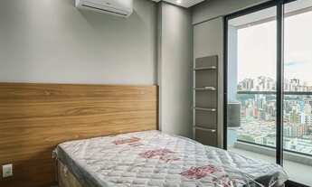 Imagem 3: Studio de frente, com vista e varanda gourmet para locação