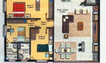 Imagem 6: Apartamento com 125m² com 3 quartos suítes na Boa Vista