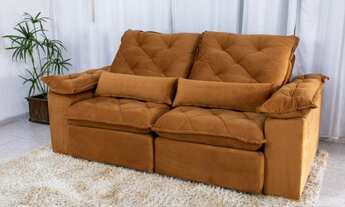 Imagem 3: Sofá Retrátil Reclinável Suíça 2.10m Veludo Telha Molas Ensacadas -pague na entrega