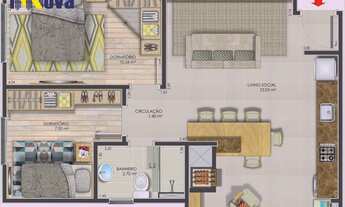 Imagem 6: Apartamento para Venda - 50.64m², 2 dormitórios, 1 vaga - Fátima