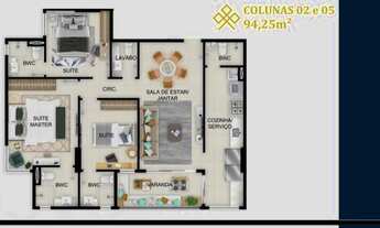 Imagem 3: Apartamento para venda possui 94 metros quadrados com 3 quartos em Ponta D'Areia - Sã