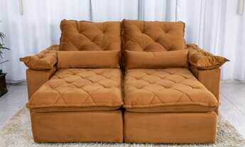 Imagem 4: Sofá Retrátil Reclinável Suíça 2.10m Veludo Telha Molas Ensacadas -pague na entrega