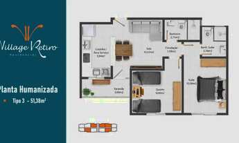 Imagem 4: Apartamento 2 Quartos (1 Suíte), 51m² com Garagem no Retiro Volta Redonda/RJ à Venda