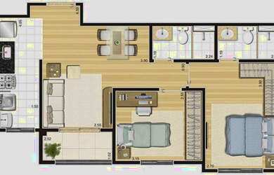 Imagem 2: Apartamento para aluguel possui 55 metros quadrados com 2 quartos em Continental - Osasco