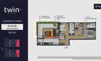 Imagem 2: Apartamento com 3 dormitórios à venda, 78 m² por R$ 596.900,00 - Portão - Curitiba/PR
