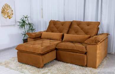 Imagem 2: Sofá Retrátil Reclinável Suíça 2.10m Veludo Telha Molas Ensacadas -pague na entrega