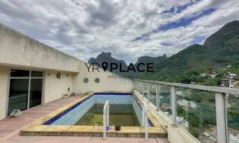 Imagem 4: Cobertura Duplex 310 m2 no Village São Conrado, Sala com Varanda e Piscina vista Pedra da