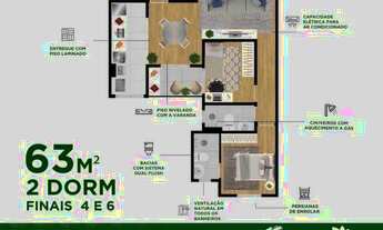 Imagem 2: Apartamento a venda com 2 dormitórios suíte e varanda - Jardins do Paratehy - 60m²